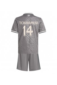 Real Madrid Aurelien Tchouameni #14 Jalkapallovaatteet Lasten Kolmas peliasu 2024-25 Lyhythihainen (+ Lyhyet housut)